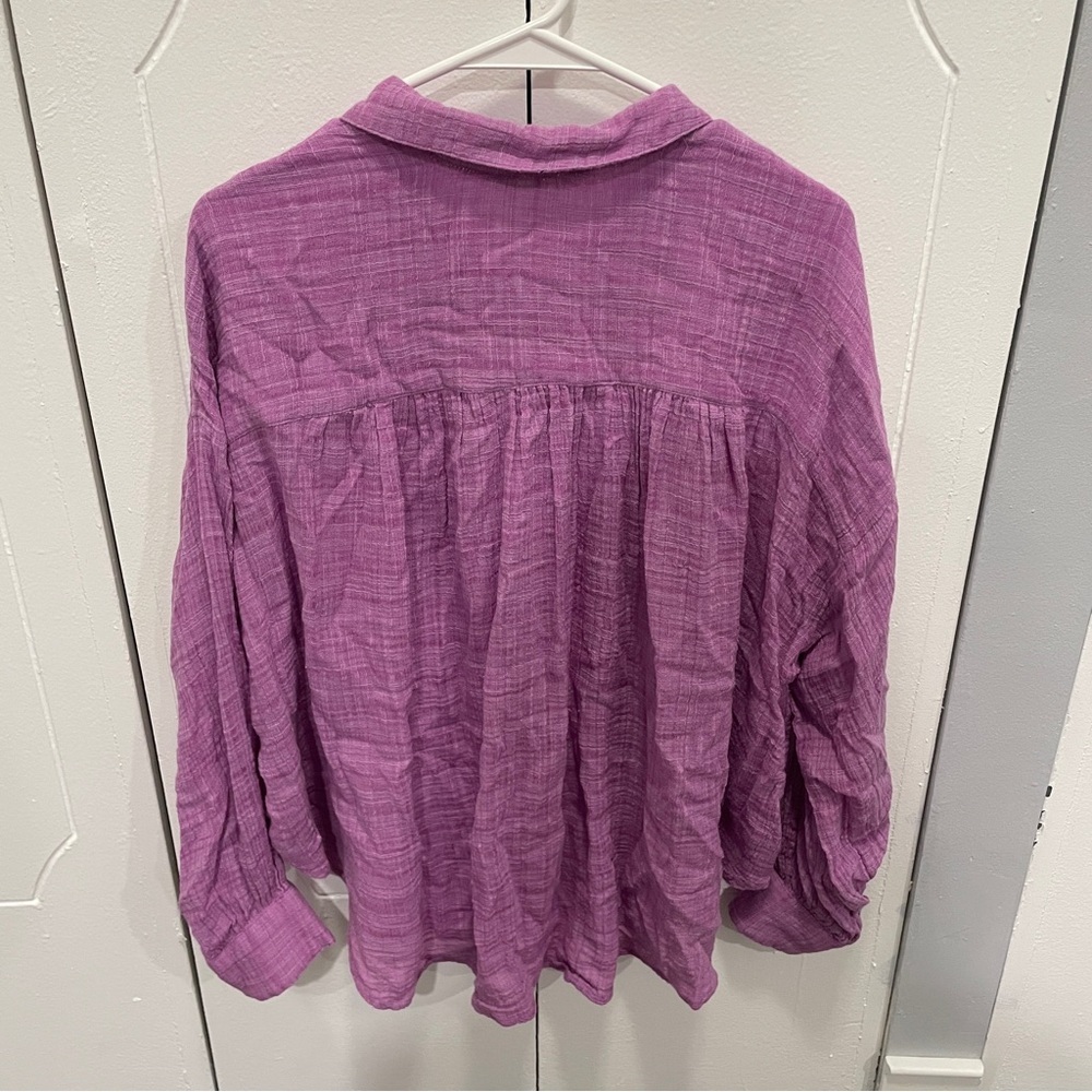 Free People Purple Plaid Button Down Long Sleeve - Picture 2 of 11